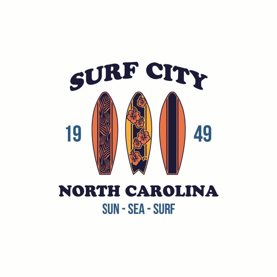 Surf City North Carolina Sun Sea Surf Design Souvenir Coaster Paper 4 Pack Image 1