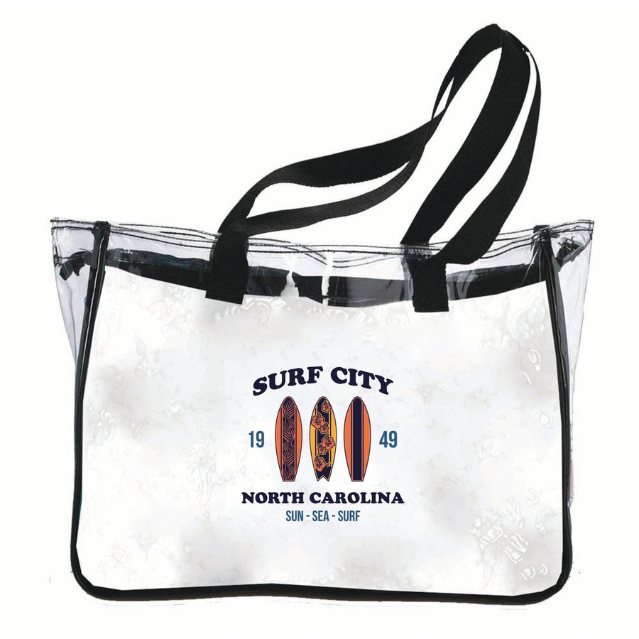 Surf City North Carolina Sun Sea Surf Design Souvenir Clear Tote Bag Image 1