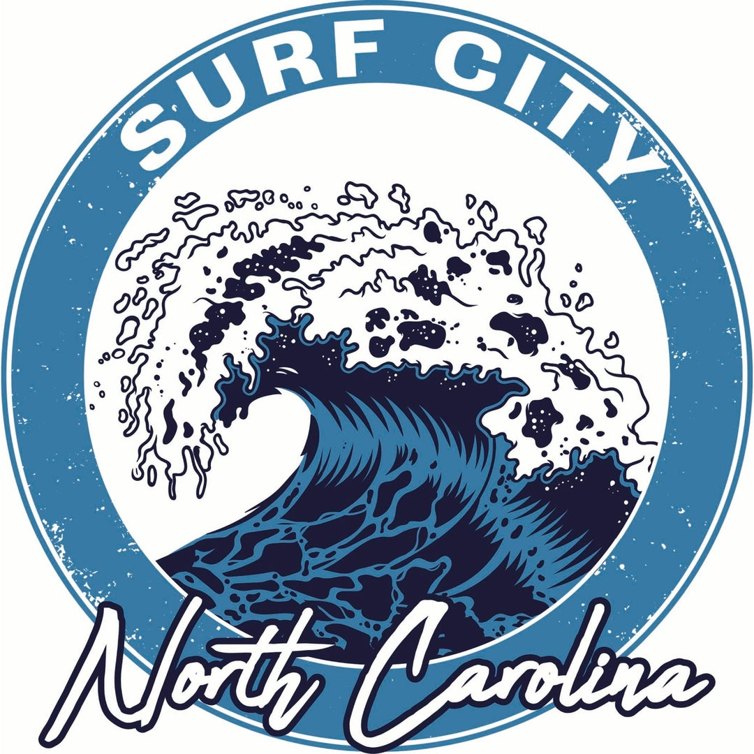 Surf City North Carolina Wave Design Souvenir Die Cut Flat Magnet Image 1