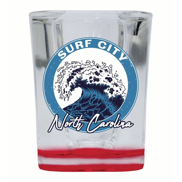 Surf City North Carolina Wave Design Souvenir 2 Ounce Shot Glass Square Image 2