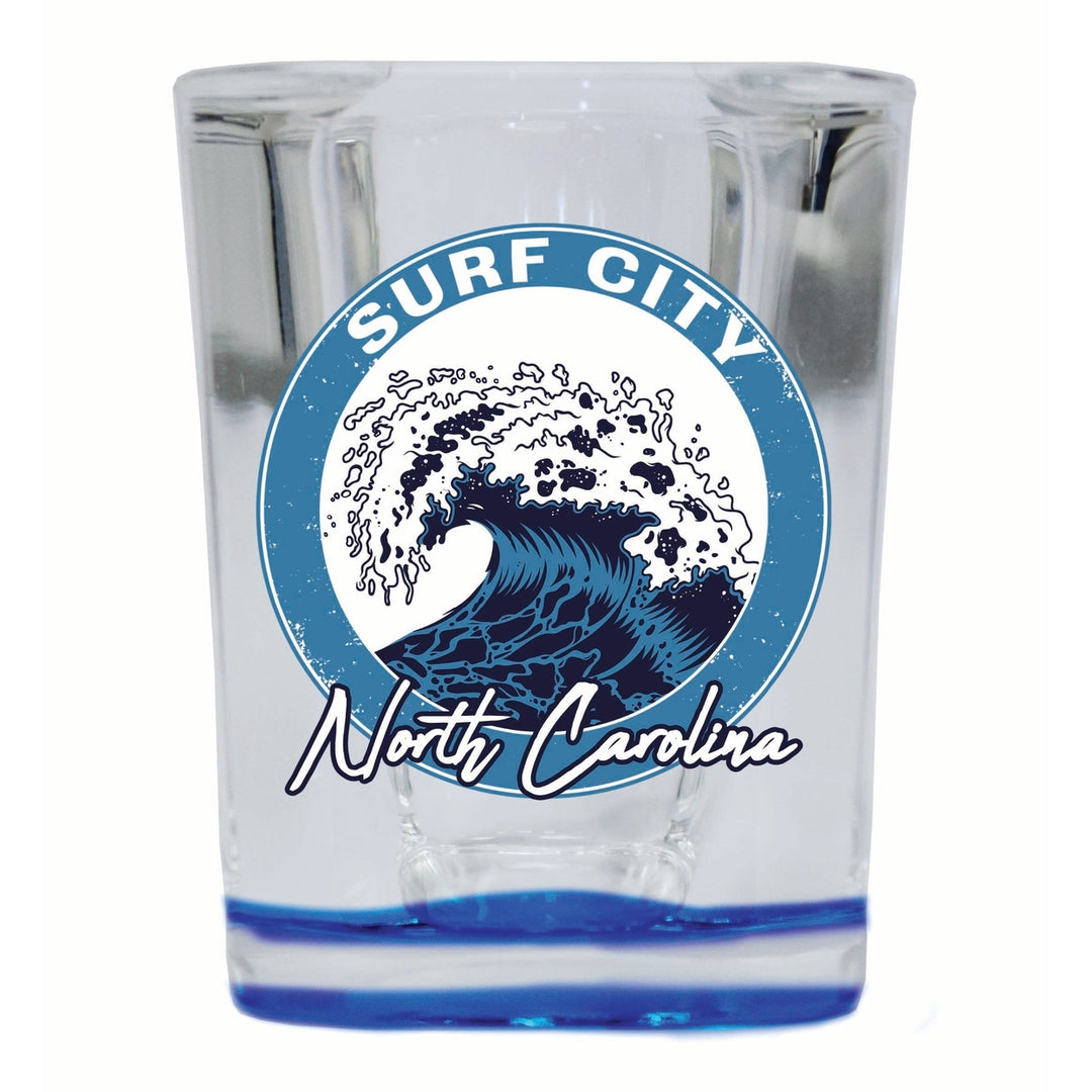 Surf City North Carolina Wave Design Souvenir 2 Ounce Shot Glass Square Image 3