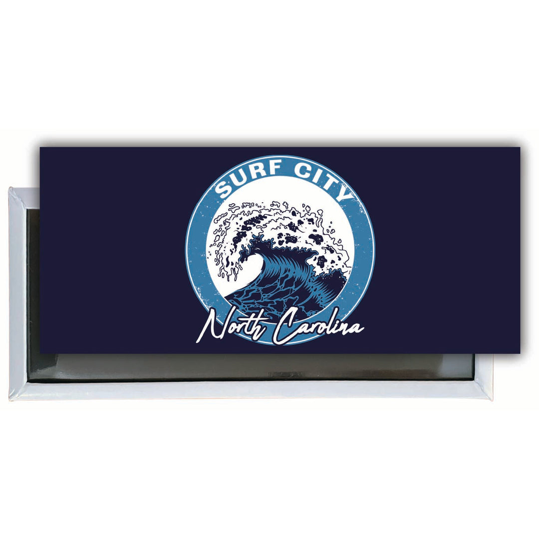 Surf City North Carolina Wave Design Souvenir Fridge Magnet 4.75 x 2 Inch Image 1