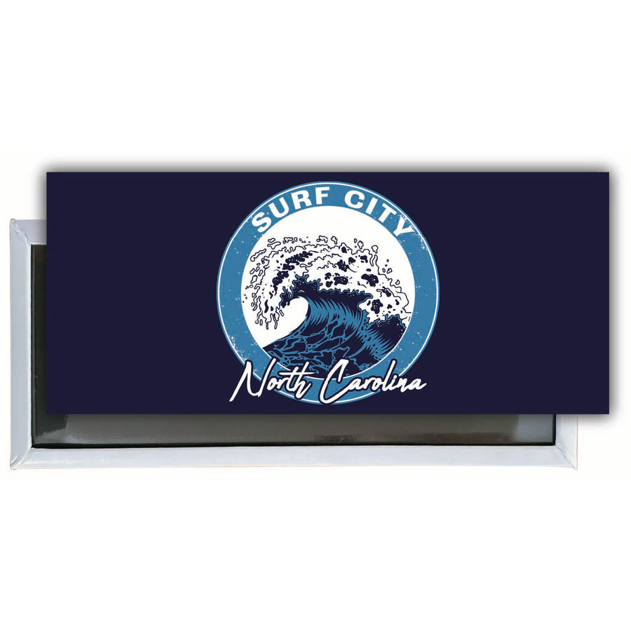 Surf City North Carolina Wave Design Souvenir Fridge Magnet 4.75 x 2 Inch Image 1