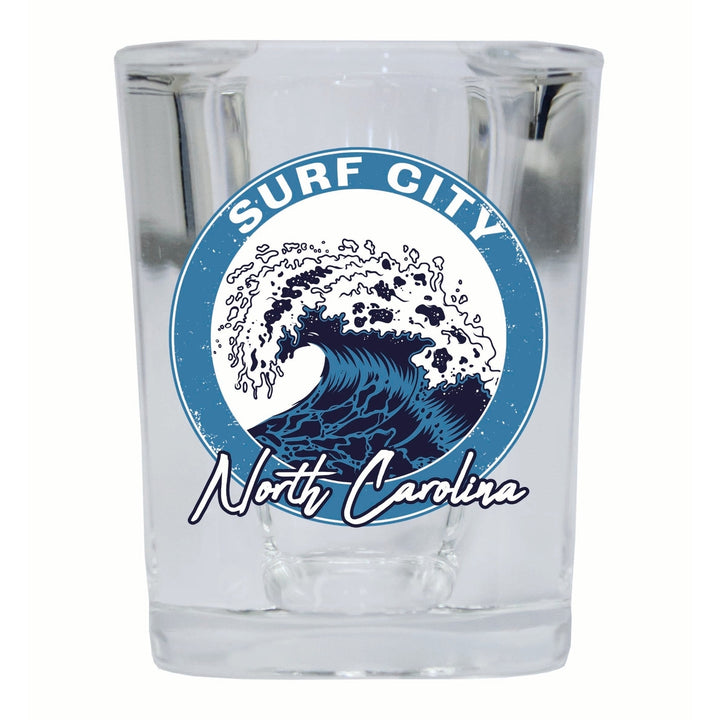 Surf City North Carolina Wave Design Souvenir 2 Ounce Shot Glass Square Image 4