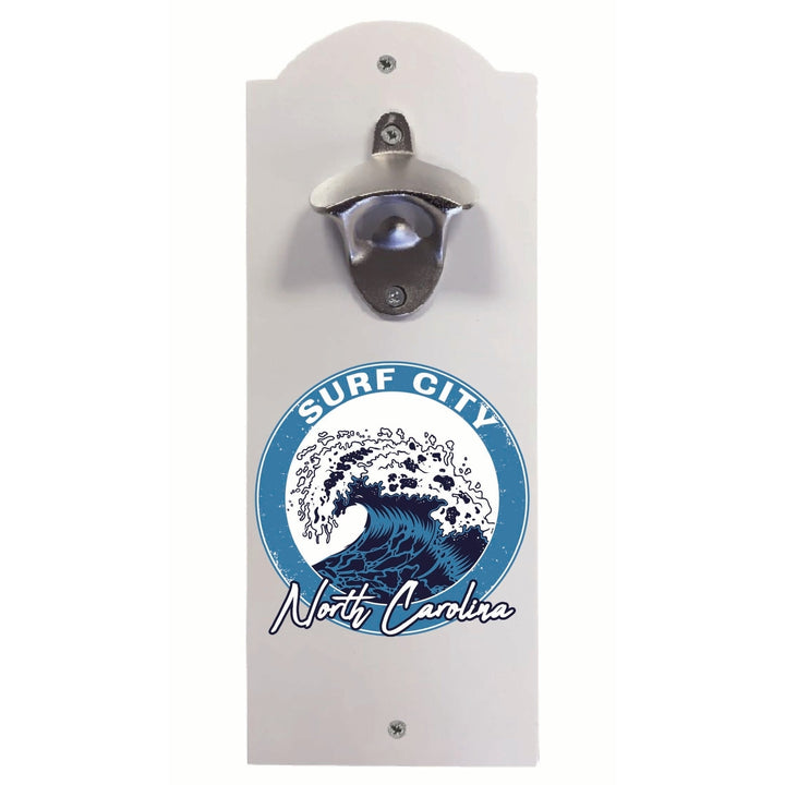 Surf City North Carolina Wave Design Souvenir Wall mounted bottle opener Image 2