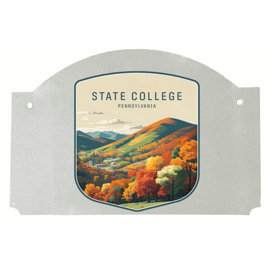 State College Pennsylvania Autumn Mountains Design Souvenir Wood sign flat with string Image 1