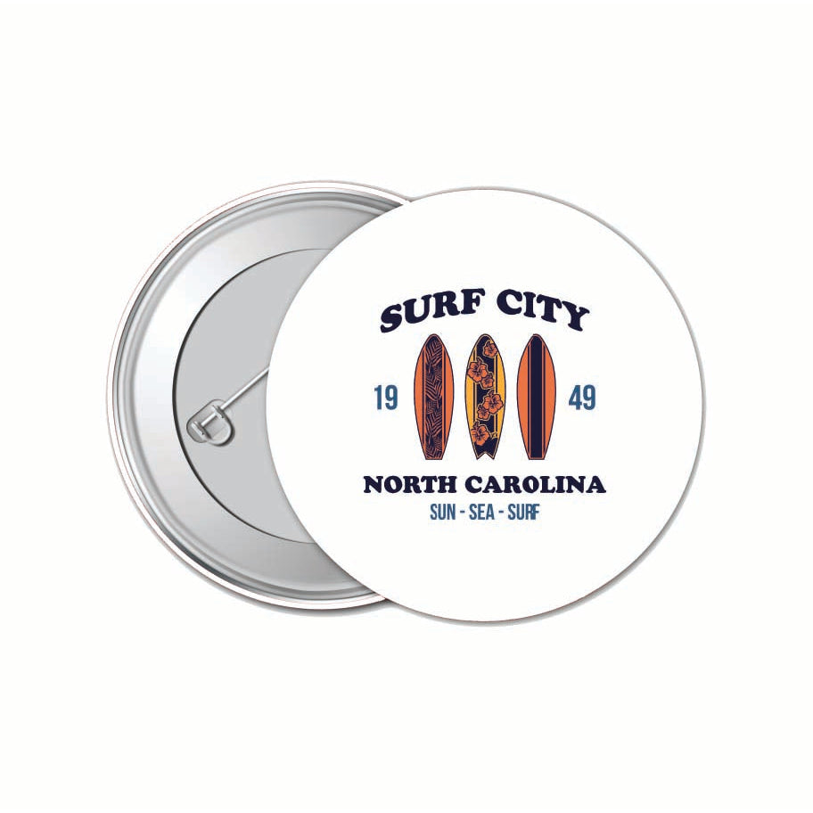 Surf City North Carolina Sun Sea Surf Design Souvenir Small 1-Inch Button Pin 4 Pack Image 1