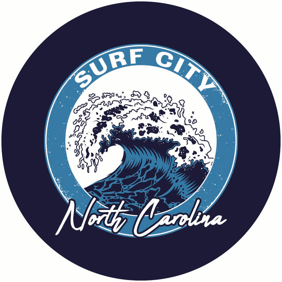 Surf City North Carolina Wave Design Souvenir Coaster Paper 4 Pack Image 1