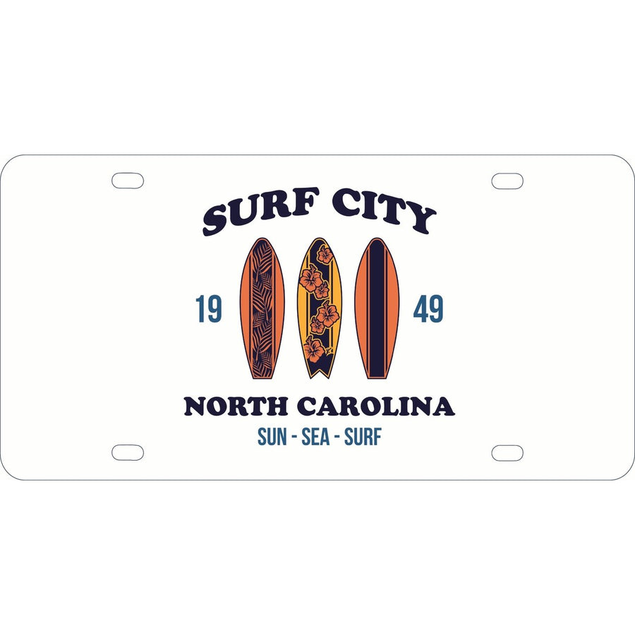 Surf City North Carolina Sun Sea Surf Design Souvenir Mini Metal License Plate 4.75 x 2.25 inch Image 1