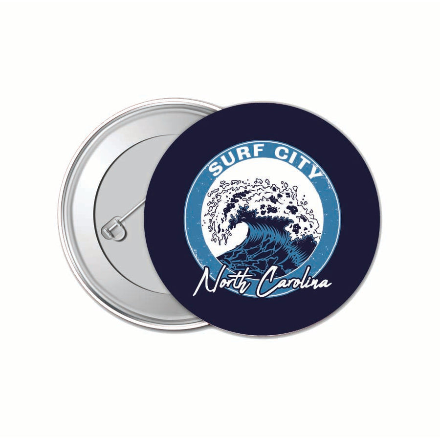 Surf City North Carolina Wave Design Souvenir Small 1-Inch Button Pin 4 Pack Image 1