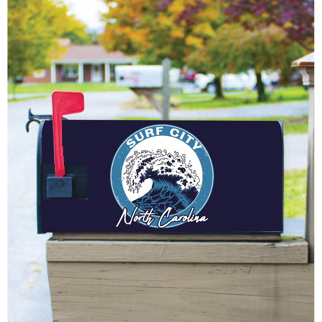 Surf City North Carolina Wave Design Souvenir Magnetic Mailbox Cover Image 1