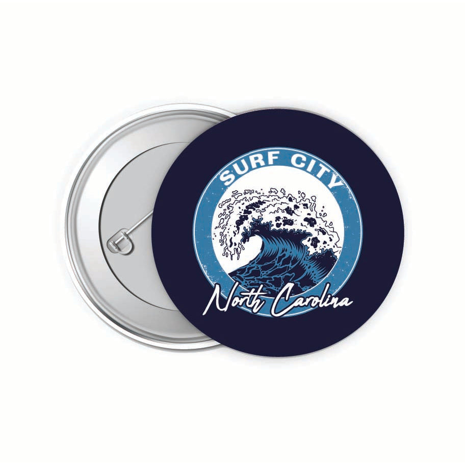 Surf City North Carolina Wave Design Souvenir Small 2-Inch Button Pin 4 Pack Image 1