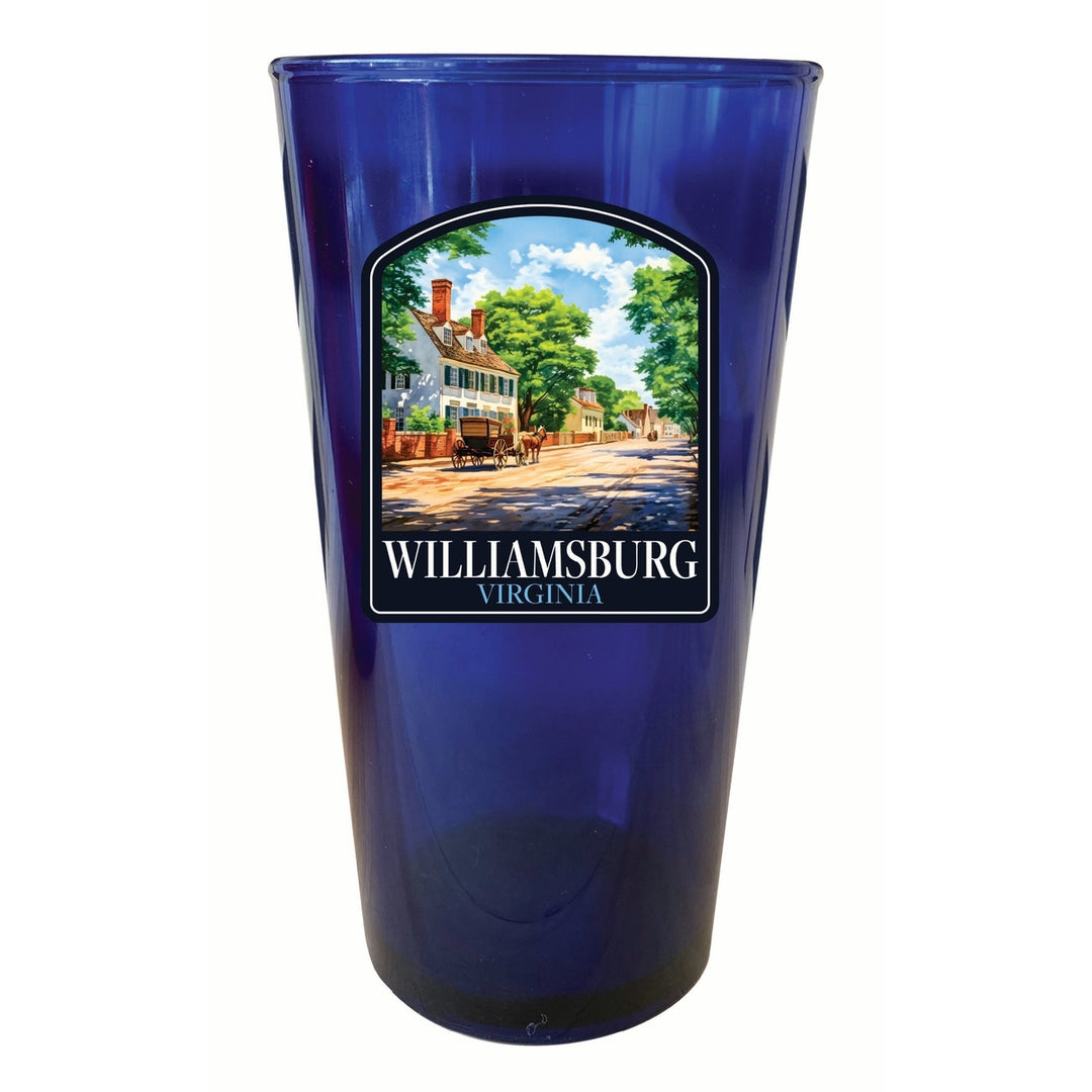 Williamsburg Virginia Colonial Street Design Souvenir Plastic 16 oz pint Image 1