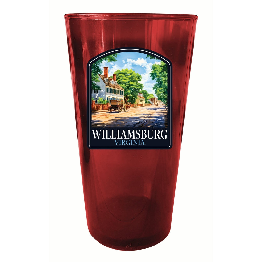 Williamsburg Virginia Colonial Street Design Souvenir Plastic 16 oz pint Image 3