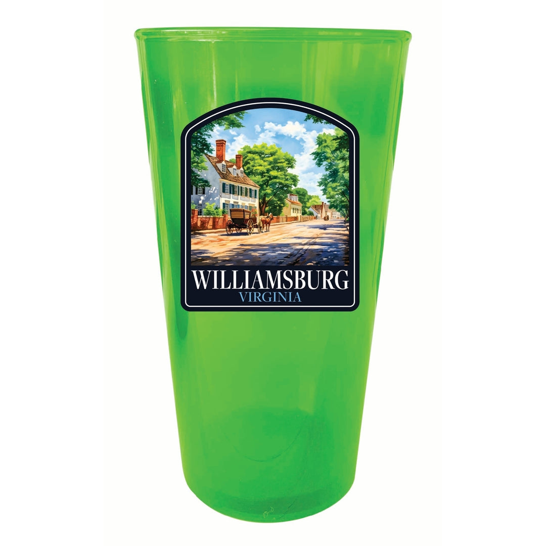 Williamsburg Virginia Colonial Street Design Souvenir Plastic 16 oz pint Image 4