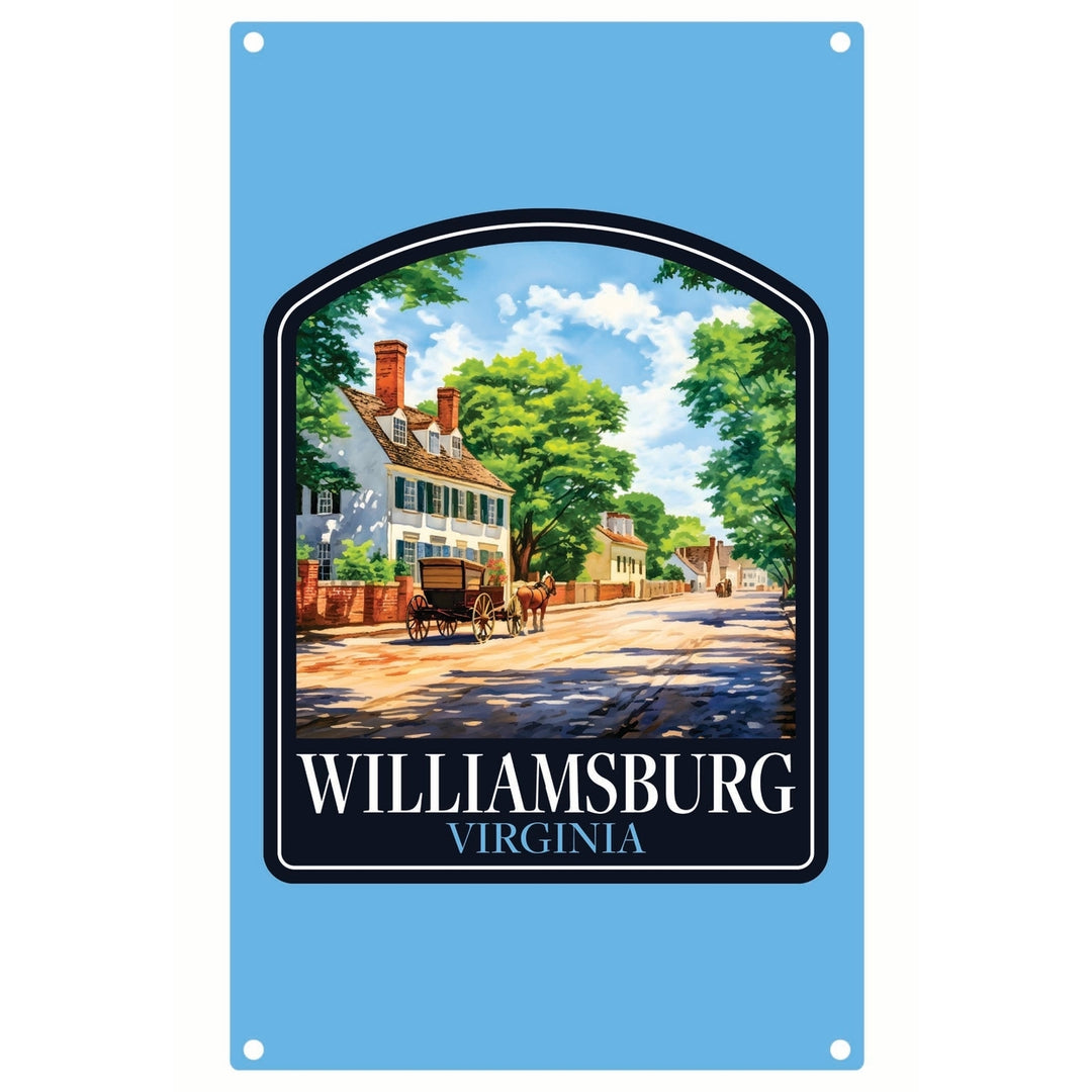 Williamsburg Virginia Colonial Street Design Souvenir Metal Sign 9 x 15 Image 1