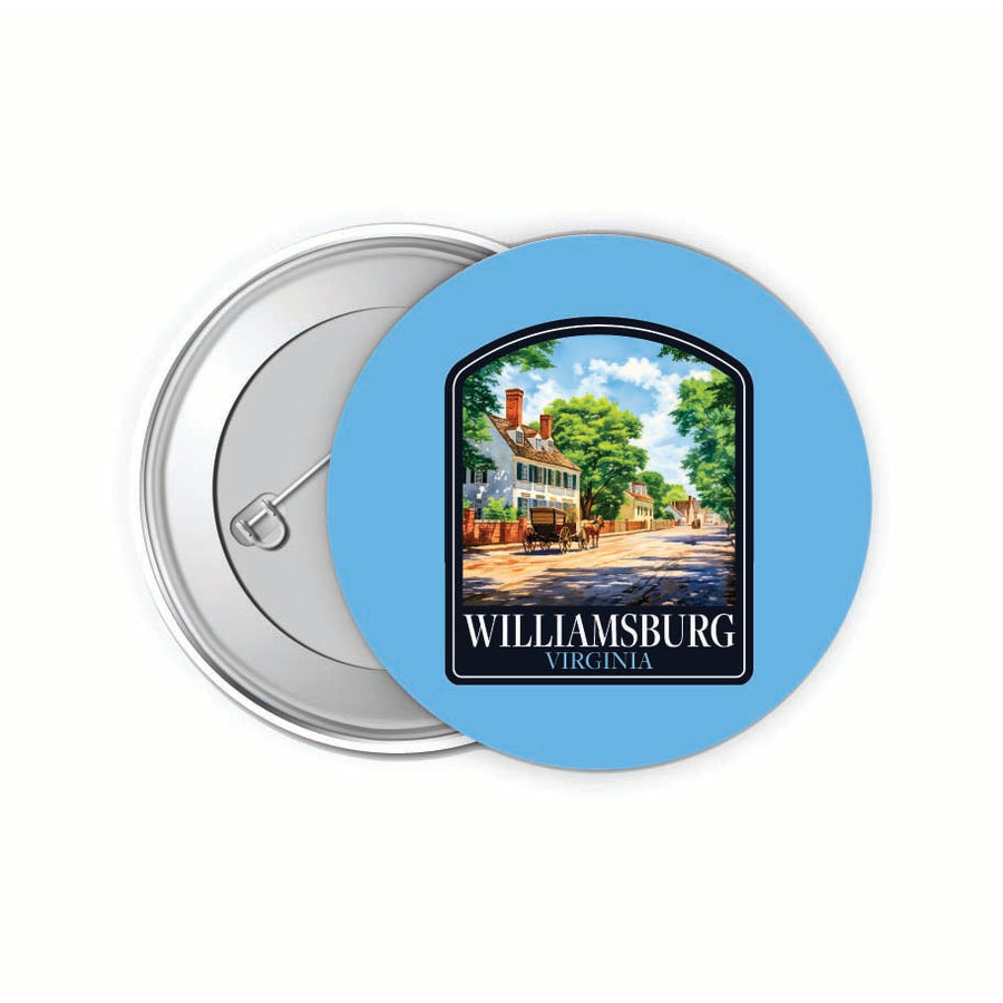 Williamsburg Virginia Colonial Street Design Souvenir Small 2-Inch Button Pin 4 Pack Image 1