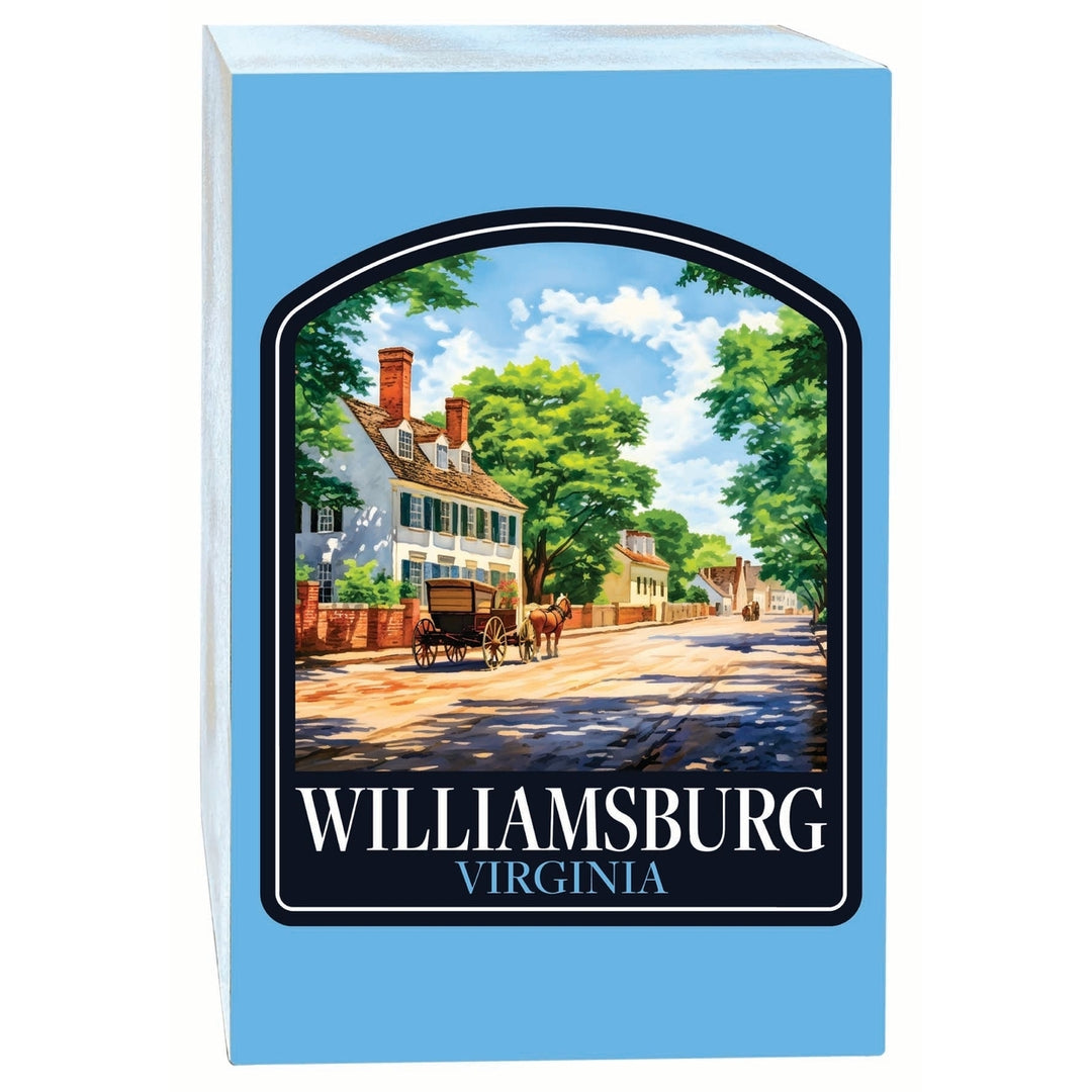 Williamsburg Virginia Colonial Street Design Souvenir Wood sign with frame 5x7 Image 1