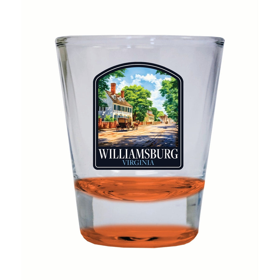 Williamsburg Virginia Colonial Street Design Souvenir 2 Ounce Shot Glass Round Image 1