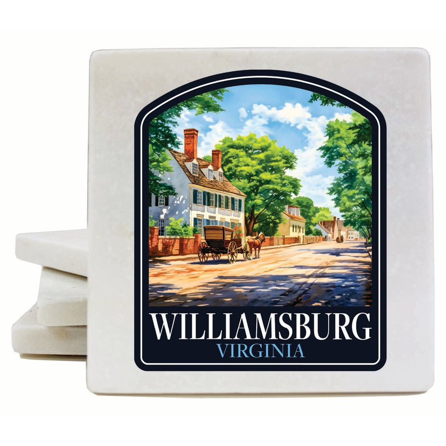 Williamsburg Virginia Colonial Street Design Souvenir 4x4-Inch Coaster Marble 4 Pack Image 1