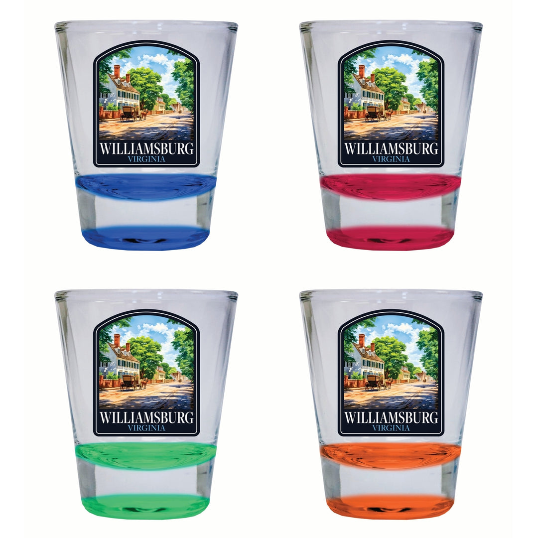 Williamsburg Virginia Colonial Street Design Souvenir 2 Ounce Shot Glass Round 4-Pack Multicolor Image 1