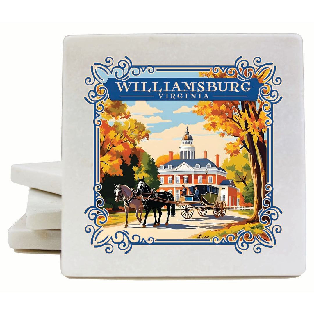 Williamsburg Virginia Governors Palace Design Souvenir 4x4-Inch Coaster Marble 4 Pack Image 1