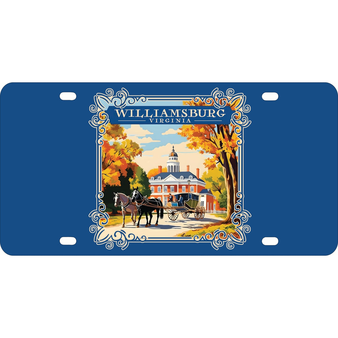 Williamsburg Virginia Governors Palace Design Souvenir Metal License Plate Image 1