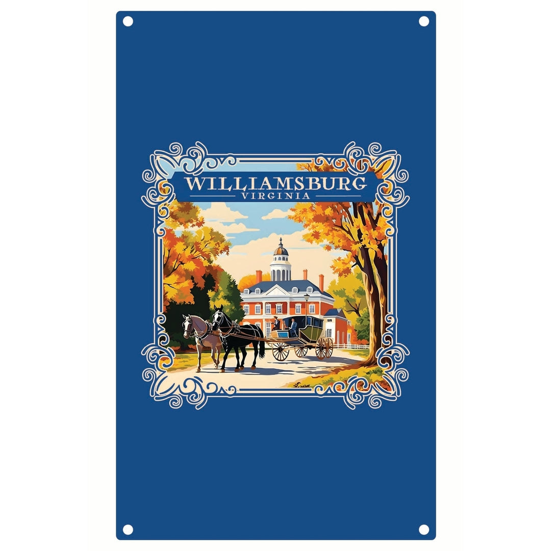 Williamsburg Virginia Governors Palace Design Souvenir Metal Sign 9 x 15 Image 1