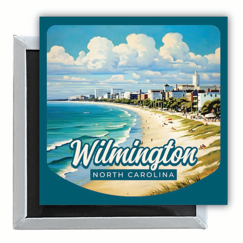 Wilmington North Carolina Beach Waves Design Souvenir 2.5 x 2.5-Inch Fridge Magnet Image 1