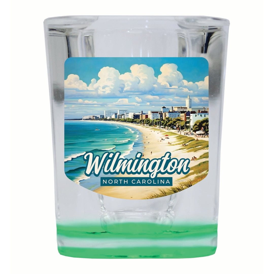 Wilmington North Carolina Beach Waves Design Souvenir 2 Ounce Shot Glass Square Image 4