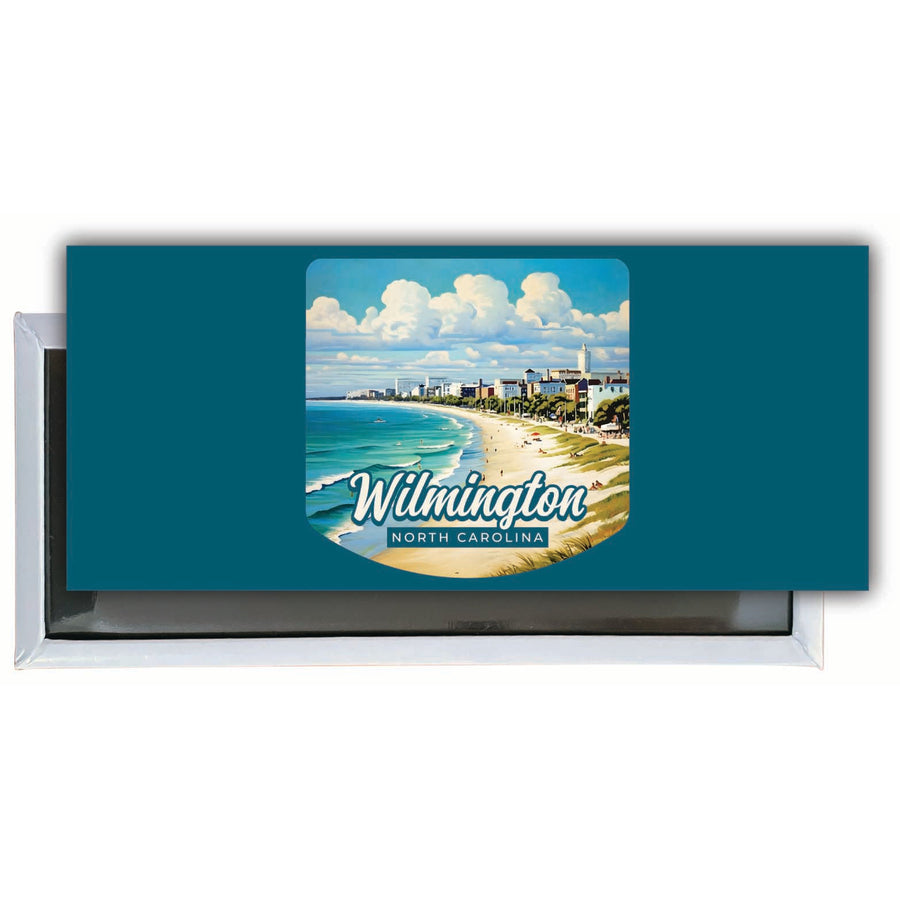 Wilmington North Carolina Beach Waves Design Souvenir Fridge Magnet 4.75 x 2 Inch Image 1