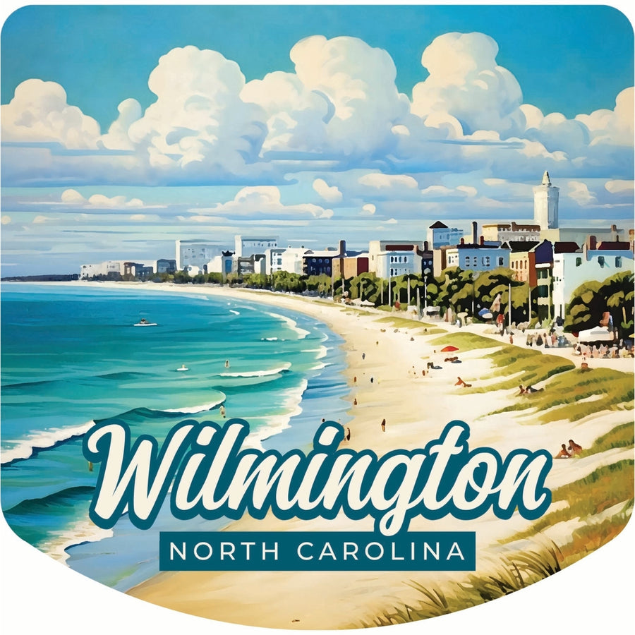 Wilmington North Carolina Beach Waves Design Souvenir Die Cut Flat Magnet Image 1