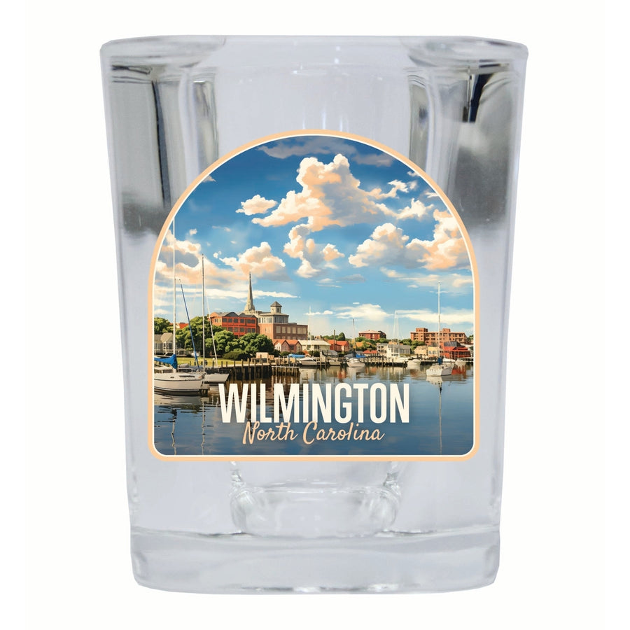 Wilmington North Carolina Riverwalk Design Souvenir 2 Ounce Shot Glass Square Image 1