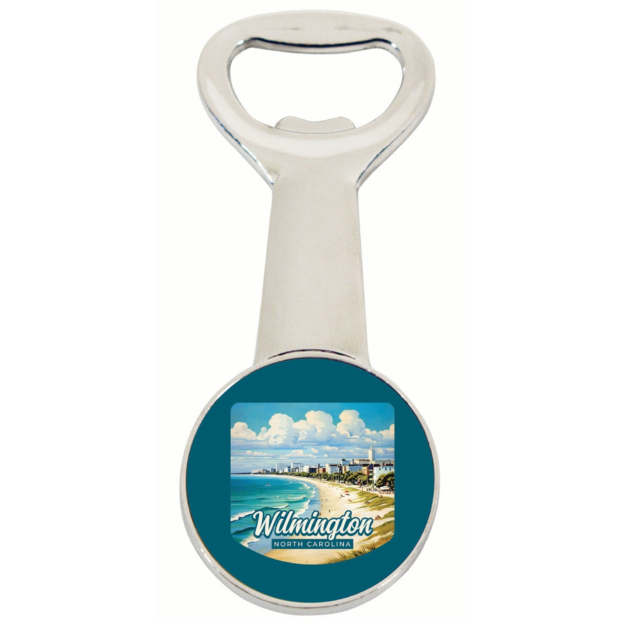 Wilmington North Carolina Beach Waves Design Souvenir Magnetic Bottle Opener Image 1