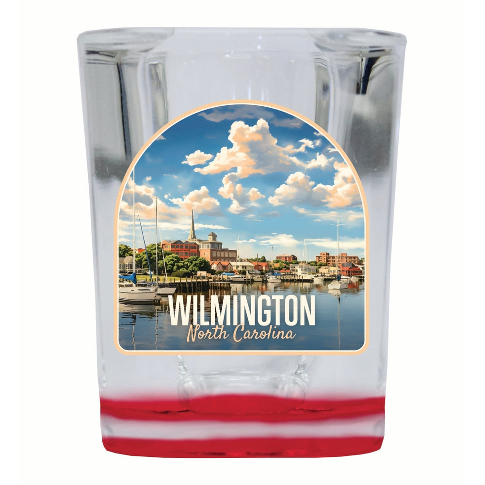 Wilmington North Carolina Riverwalk Design Souvenir 2 Ounce Shot Glass Square Image 2