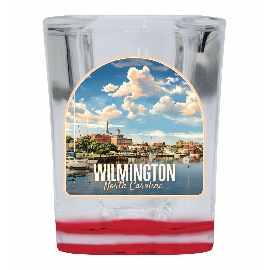 Wilmington North Carolina Riverwalk Design Souvenir 2 Ounce Shot Glass Square Image 1