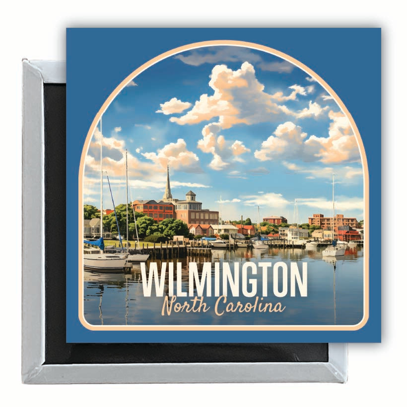 Wilmington North Carolina Riverwalk Design Souvenir 2.5 x 2.5-Inch Fridge Magnet Image 1