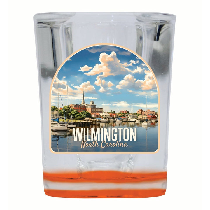 Wilmington North Carolina Riverwalk Design Souvenir 2 Ounce Shot Glass Square Image 1