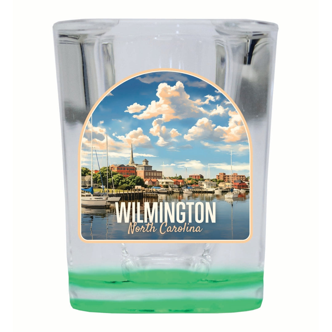 Wilmington North Carolina Riverwalk Design Souvenir 2 Ounce Shot Glass Square Image 4