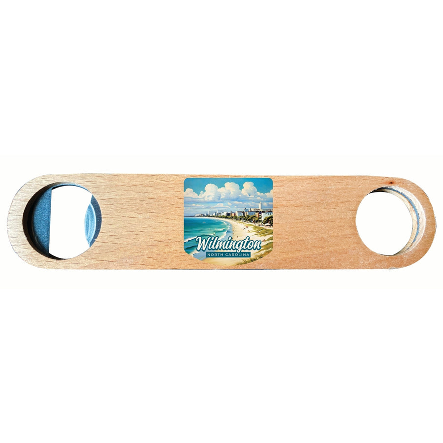 Wilmington North Carolina Beach Waves Design Souvenir Wooden Bottle Opener Image 1