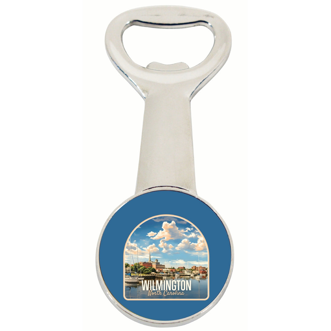 Wilmington North Carolina Riverwalk Design Souvenir Magnetic Bottle Opener Image 1