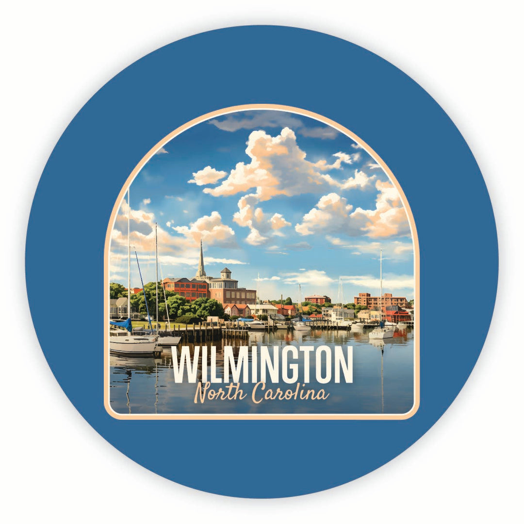 Wilmington North Carolina Riverwalk Design Souvenir Round Vinyl Decal Sticker Image 1