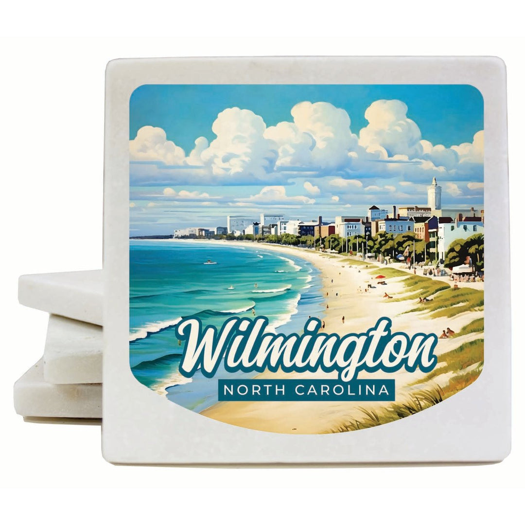 Wilmington North Carolina Beach Waves Design Souvenir 4x4-Inch Coaster Marble 4 Pack Image 1