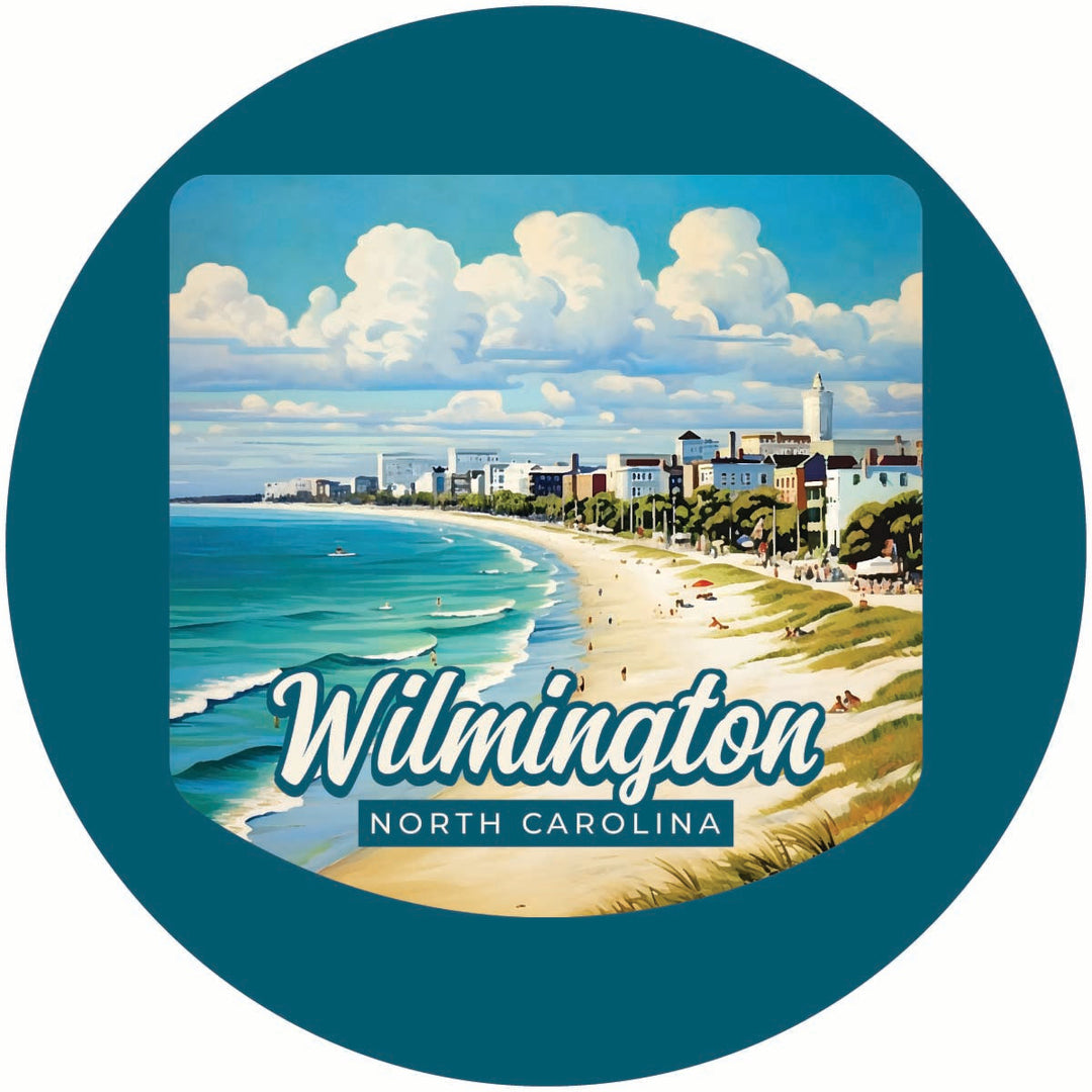 Wilmington North Carolina Beach Waves Design Souvenir Coaster Paper 4 Pack Image 1