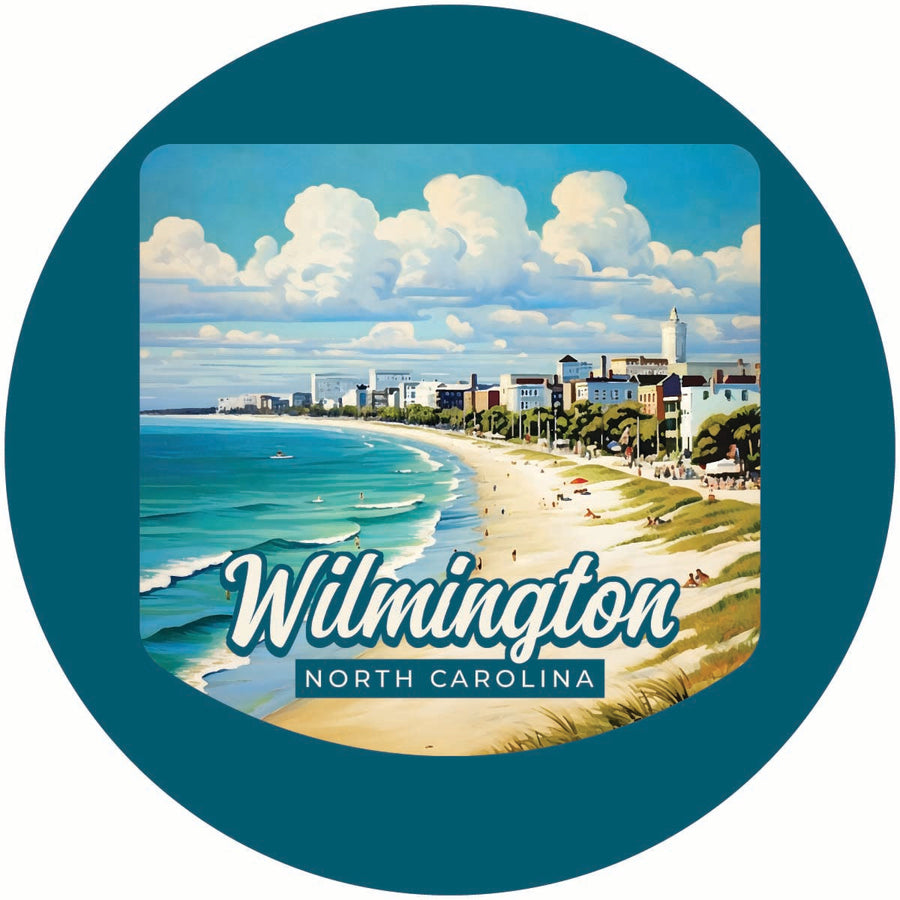 Wilmington North Carolina Beach Waves Design Souvenir Coaster Paper 4 Pack Image 1