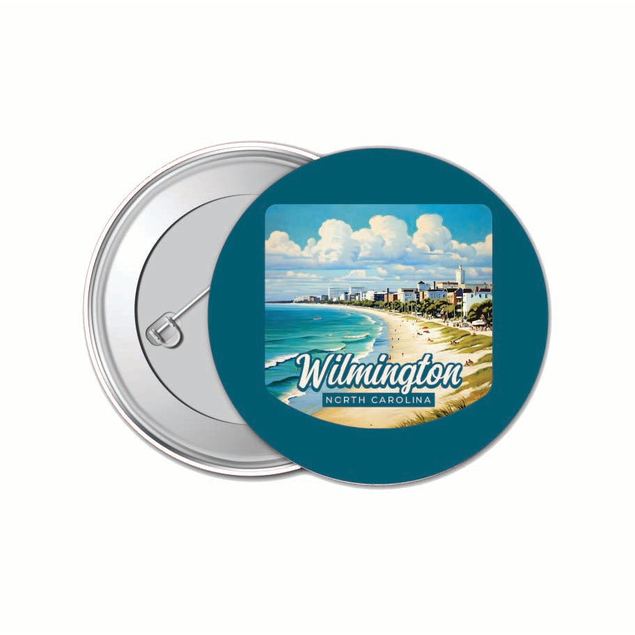 Wilmington North Carolina Beach Waves Design Souvenir Small 1-Inch Button Pin 4 Pack Image 1