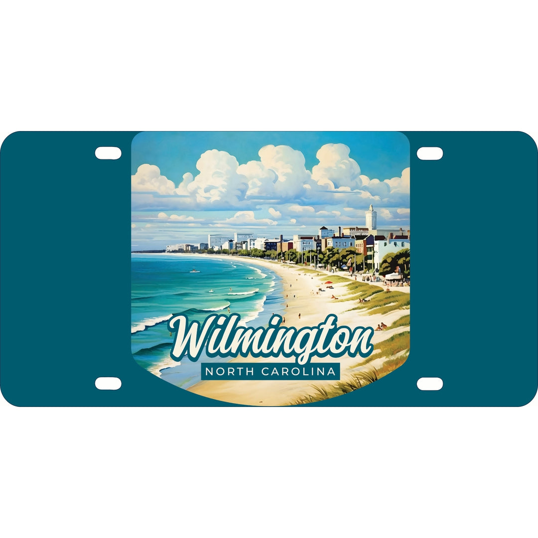 Wilmington North Carolina Beach Waves Design Souvenir Metal License Plate Image 1