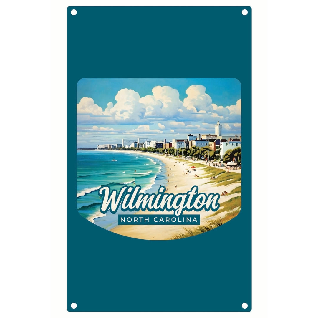 Wilmington North Carolina Beach Waves Design Souvenir Metal Sign 9 x 15 Image 1