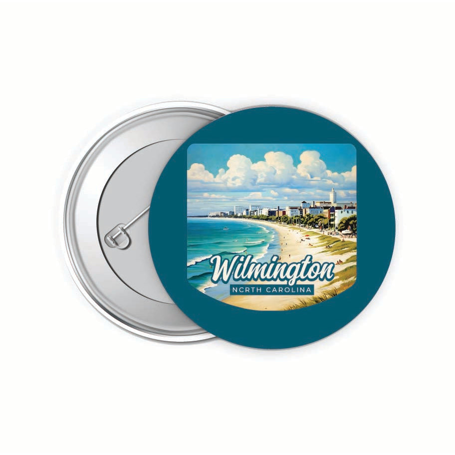 Wilmington North Carolina Beach Waves Design Souvenir Small 2-Inch Button Pin 4 Pack Image 1