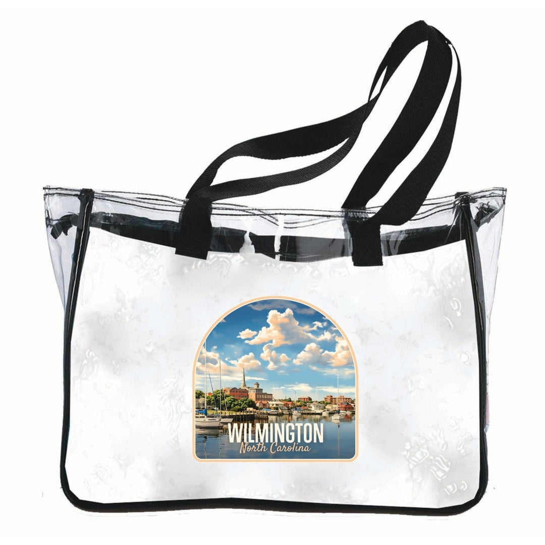 Wilmington North Carolina Riverwalk Design Souvenir Clear Tote Bag Image 1